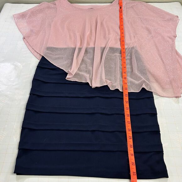 Enfocus Studio Dress Size 4 Layered Navy Pink Shimmer Fitted Social Cocktail - Picture 9 of 9